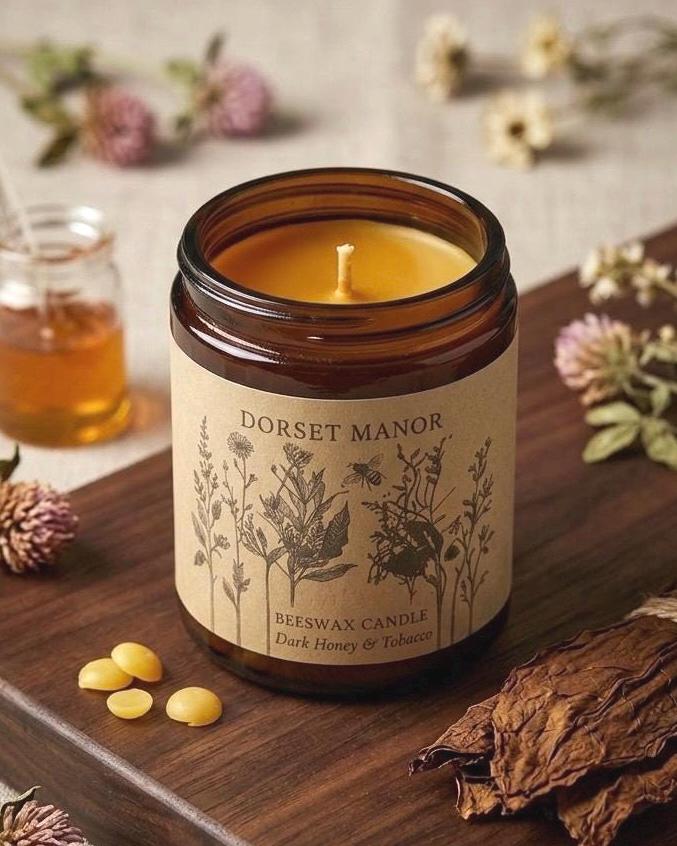Dark Honey & Tobacco Beeswax Candle 8oz