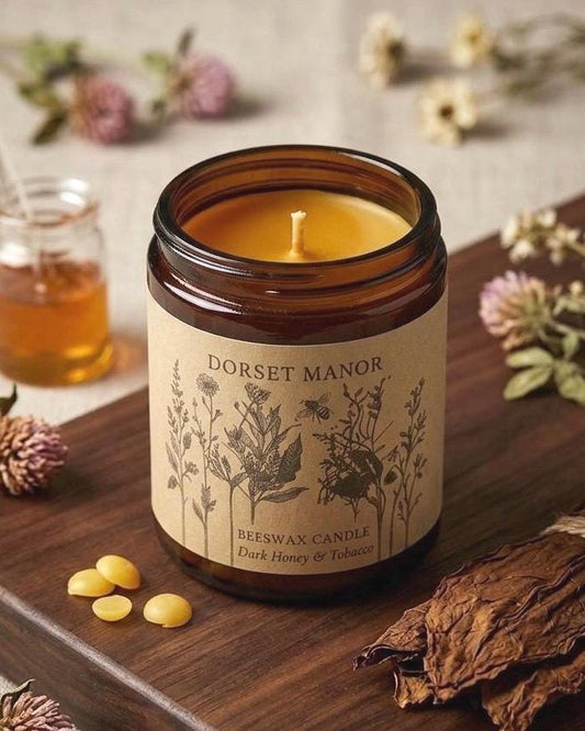 Dark Honey & Tobacco Beeswax Candle 8oz